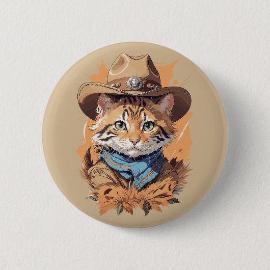 cowboy kitten ontwerp ronde button 5,7 cm (Voorkant)