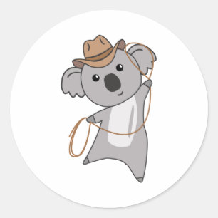 Cowboy Koala Koalas Koala Beer Western Australië Ronde Sticker