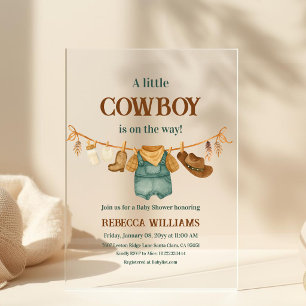Cowboy Koeienprint Western Kledinglijn Baby Shower Acryl Uitnodigingen