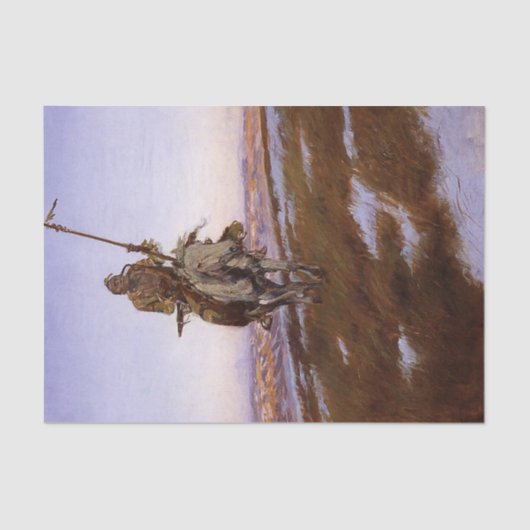 Cowboy Kunst “Een Cree-indiaan” door Charles Russe Tissuepapier (Voorkant)