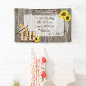 Cowboy laarzen en zonnebloem bruiloft spandoek (Insitu)