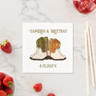 Cowboy laarzen geïllustreerde bruiloft servetten