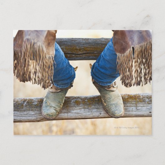 Cowboy laarzen op hek briefkaart (Voorkant)