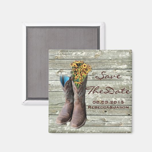 cowboy laarzen western land bruiloft behalve datum magneet (Voorkant / Achterkant)