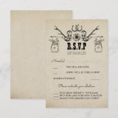 Cowboy laat land Rustic Wedding RSVP zien (Voorkant / Achterkant)