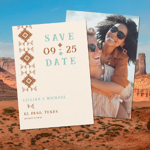 Cowboy Land Western Aztec Bruiloft Save the Date Kaart