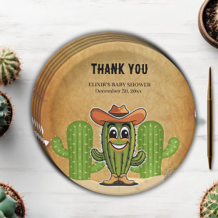 Cowboy Little Cactie Cactus Baby shower Papieren Bordje