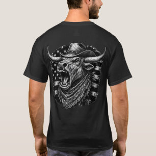 Cowboy longhorn stier brullend met de vlag van Ned T-shirt
