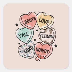 Cowboy Love beroemd gemaakt door Western Hearts Vierkante Sticker