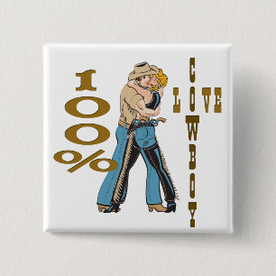 Cowboy Love Vierkante Button 5,1 Cm