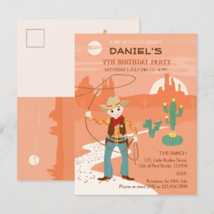 Cowboy met een lasso en cactussen kinderen Verjaar Uitnodiging Briefkaart