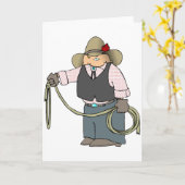 Cowboy met een Wenskaart van de Lasso Kaart (Gele Bloem)