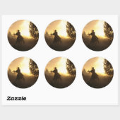 Cowboy met Lasso in Sunset Ronde Sticker (Vel)