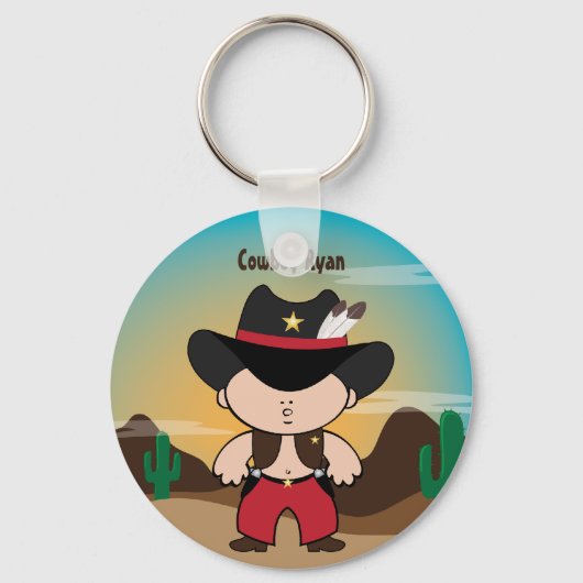 Cowboy met sheriff pet Sleutelhanger (Voorkant)