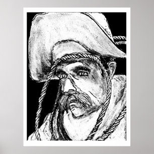 Cowboy met touw B&W 2 jGibney Het MUSEUM Zazzle Poster