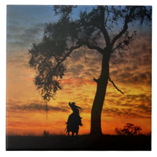 Cowboy met Westerne paardenland Tegeltje