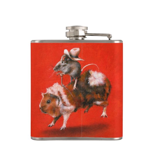Cowboy Mouse Riding Guinea Pig Flask Heupfles (Achterkant)