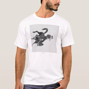 Cowboy Ned Coy Riding Bucking Bronco genaamd T-shirt