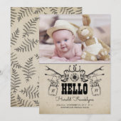 Cowboy Nouveau-né Faire-part de naissance photo (Devant / Derrière)