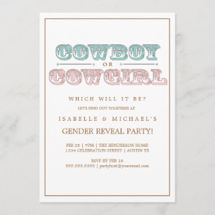 Cowboy of Cowgirl Country Baby Party Kaart