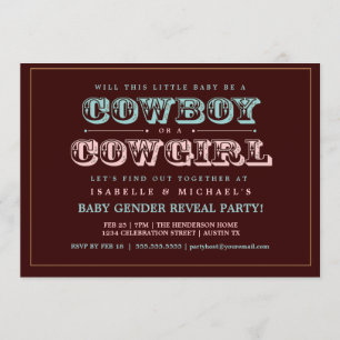 Cowboy of Cowgirl Country Baby Party Kaart
