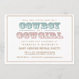 Cowboy of Cowgirl Country Baby Party Kaart
