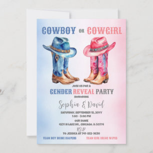 Cowboy of Cowgirl Geslacht Onthullen Party Uitnodi Kaart