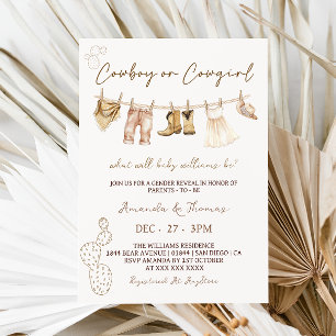 Cowboy of Cowgirl Westerne genderonthulling uitnod Kaart