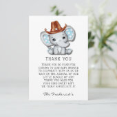 Cowboy olifant Baby shower dank u kaarten (Staand voorkant)