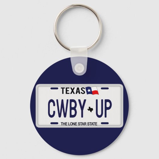 Cowboy omhoog! CWBY UP Texas License Bord Sleutelhanger (Voorkant)