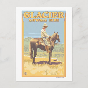 Cowboy on Horseback - Glacier National Park Briefkaart