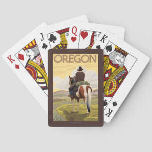 Cowboy on Horseback Vintage Travel Poster Speelkaarten