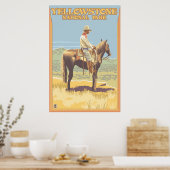 Cowboy on Horseback - Yellowstone National Park Poster (Keuken)
