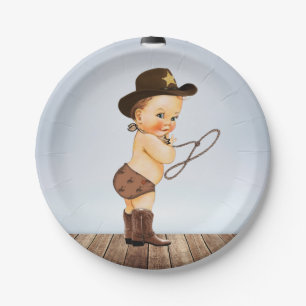 Cowboy On-Way Baby shower Papieren Bordje