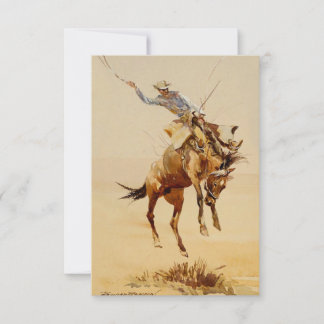 Cowboy op een bokkend paard #2 door Edward Borein Bedankkaart