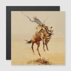 Cowboy op een bokkend paard #2 door Edward Borein Magnetische Uitnodiging