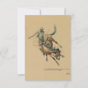 Cowboy op een bokkend paard #3 door Edward Borein Bedankkaart