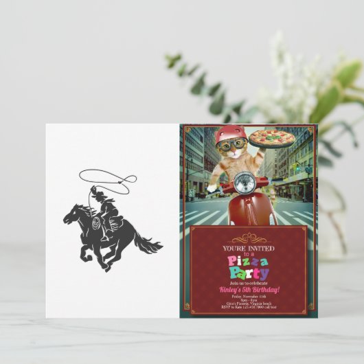 Cowboy op het gekke paard met lasso kaart (Staand voorkant)