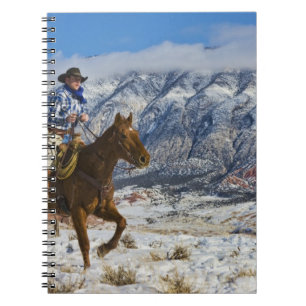 Cowboy op paard met leren chaps notitieboek