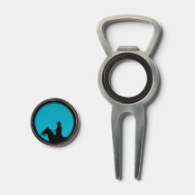 Cowboy op Paard Silhouet - Turquoise
