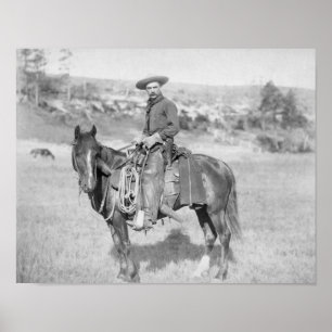 Cowboy op zijn foto van zijn paardSouth Dakota Poster