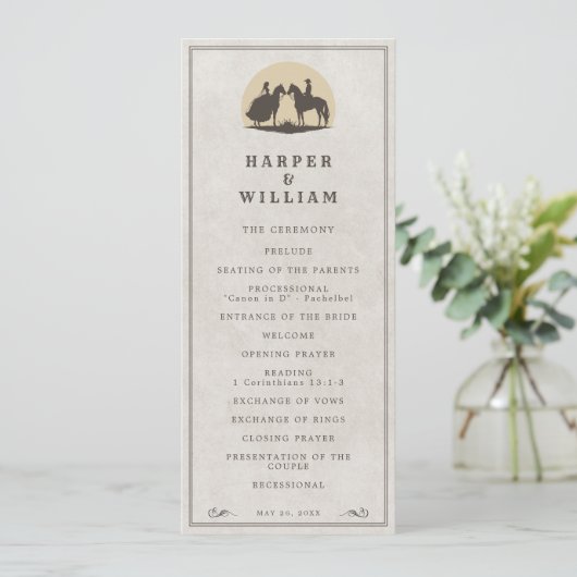 Cowboy paar bruiloft programma (Staand voorkant)