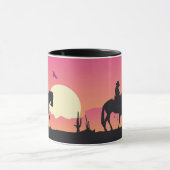 Cowboy Paard Roze Zonsondergang Woestijn Mok (Midden)