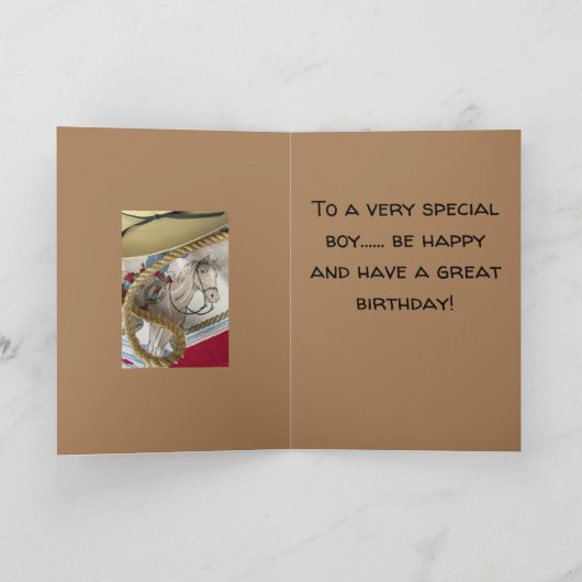 Cowboy paard zadel hoed touw sheriff verjaardag kaart (Binnen)