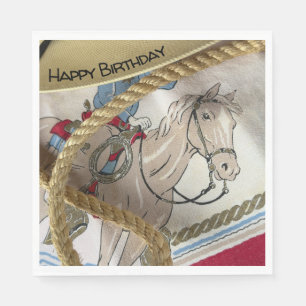 Cowboy paard zadel pet touw sheriff verjaardag servet