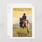 Cowboy & paarden - Pendleton, Oregon Briefkaart (Voorkant / Achterkant)