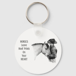 Cowboy: Paarden: Prints: potloodtekening Sleutelhanger