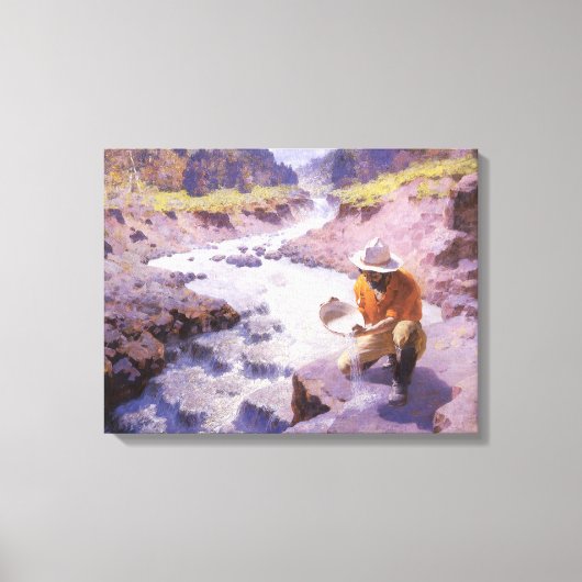 cowboy, Panning Gold, Wyoming van Leigh Canvas Afdruk (Voorkant)
