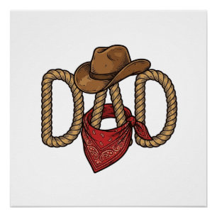 Cowboy Papa Touw Hoed Bandana Vintage Gravure Desi Perfect Poster
