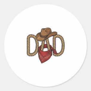 Cowboy Papa Touw Hoed Bandana Vintage Gravure Desi Ronde Sticker